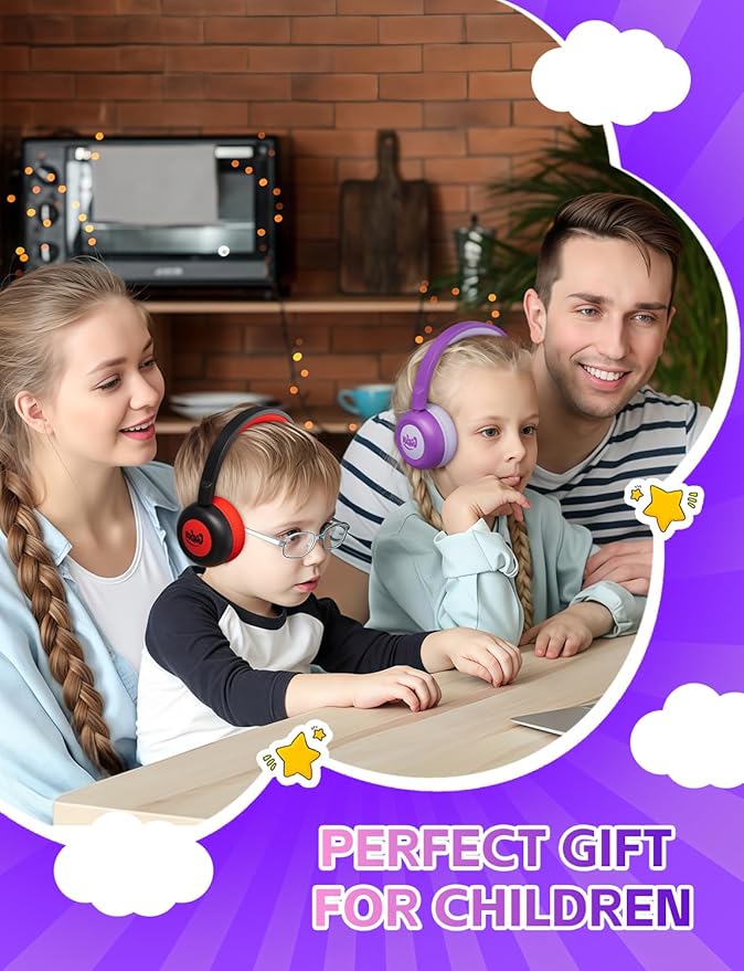 gorsun Kids Bluetooth Headphones,Toddler Headphones with Microphone,85dB Volume Limited,Bluetooth 5.3 Twistable Lightweight Kids Wireless Earphones for Boy Girl Tablet Travel School