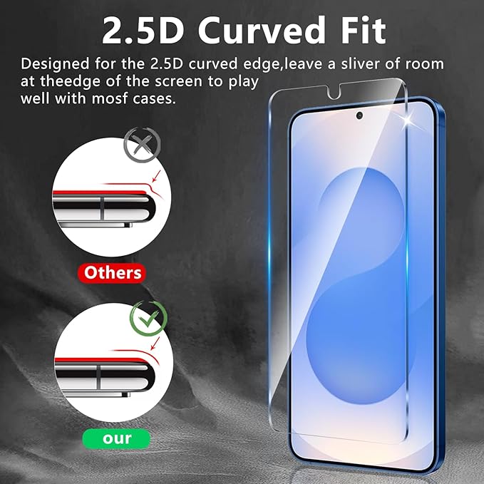 3 Pack Screen Protector Designed for Galaxy S25 Plus with 3 Pack Tempered Glass Camera Lens Protector,Ultra HD Clear,9H Hardness,Easy Install - Case Friendly,Scratch Resistant