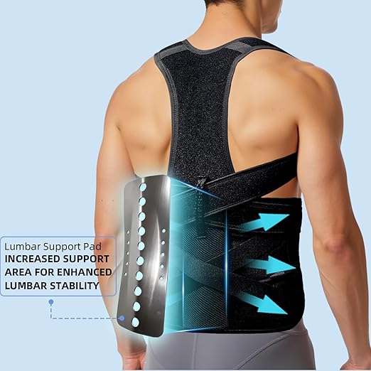 Upgraded Posture Corrector for Women & Men, Back Brace for Upper/Lower Back Pain, Herniated Disc, Sciatica，Adjustable Support & Bionic Panel M (29"-34")