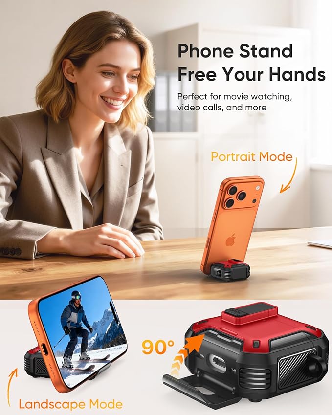 MoKo for AirPods 4 Case with Lock 2024 - Compatible with MagSafe, Phone Stand & Auto Pop-up for AirPods 4th Generation Case, Military-Grade Protective Cover with Cleaner Kit, Red+Black