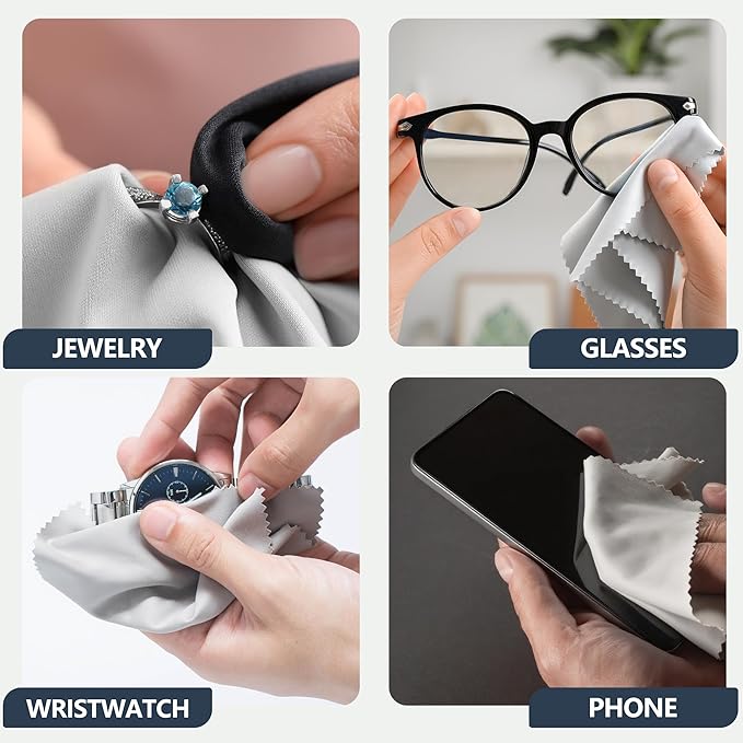 30 Pack Microfiber Cleaning Cloths for Glasses, Lens, Screens – Premium Eyeglass Cloth, 7"x6" Glass Cleaning Wipes, Black & Gray – for Camera, Phone, Laptop, TV & More Washable Reusable
