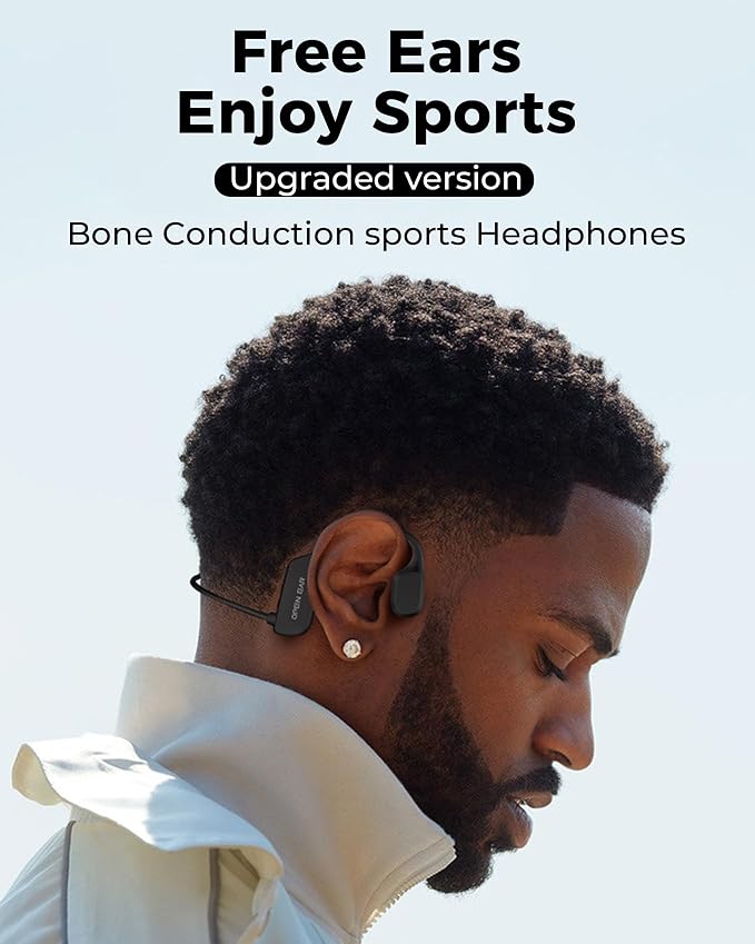 UltraComfort Open-Ear Bone Conduction Headphones - Wireless Bluetooth 5.3 Headsets, IPX5 Waterproof, 8H Playtime, Glasses-Friendly Design for Sports & Daily Use