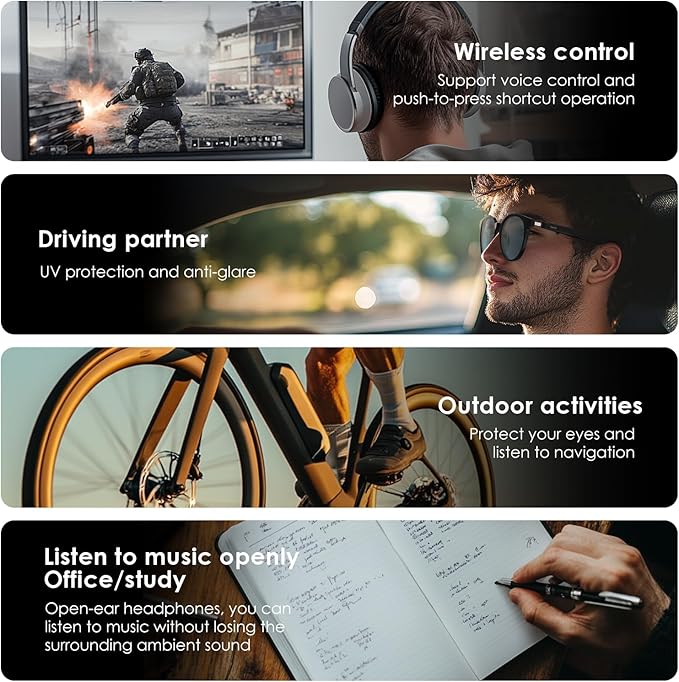 GetD Smart Glasses - Translucent Beige Frames, 100% UV & Glare Protection. Bluetooth AI Music Glasses for Men & Women with Polarized Lenses, AI Translator, 11H Battery Life, for Travel & Daily.