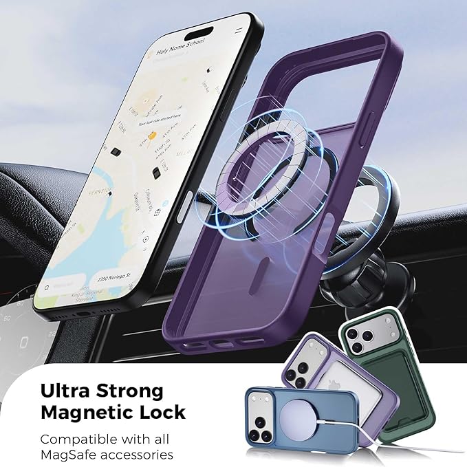 Magnetic for iPhone 17 Pro Max Case with Detachable Wallet, Compatible with MagSafe, Credit Card Holder with Slim Shockproof Protective Phone Cover, Purple