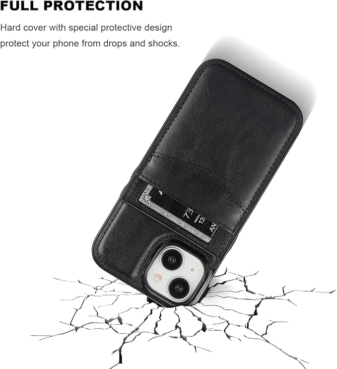 KIHUWEY for iPhone 15 Case Wallet Compatible with MagSafe Wireless Charging, Credit Card Holder, RFID Flip Leather Magnetic Clasp Kickstand Heavy Duty Protective Cover 6.1 Inch (Black)