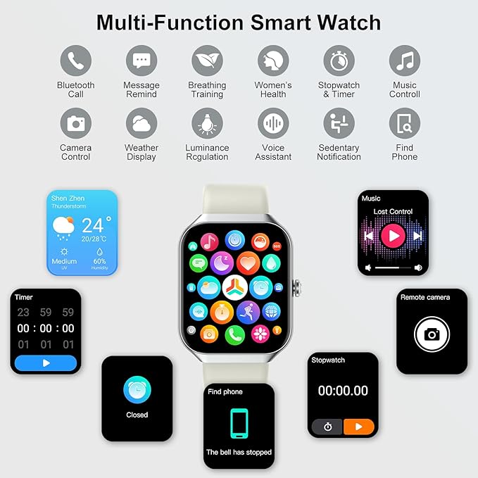 Smart Watch 2026 NEW 1.91" Smartwatch for Men Women(Answer/Make Call),Fitness Watch with 110+ Sport Modes, Reloj Inteligente with Sleep Monitor/Heart Rate/Step/Calories/IP68,for Android iOS, Beige