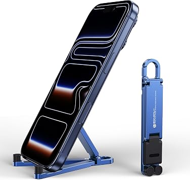 Portable Foldable Pocket Phone Stand with Keychain for Desk Travel(Blue)