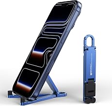 Portable Foldable Pocket Phone Stand with Keychain for Desk Travel(Blue)