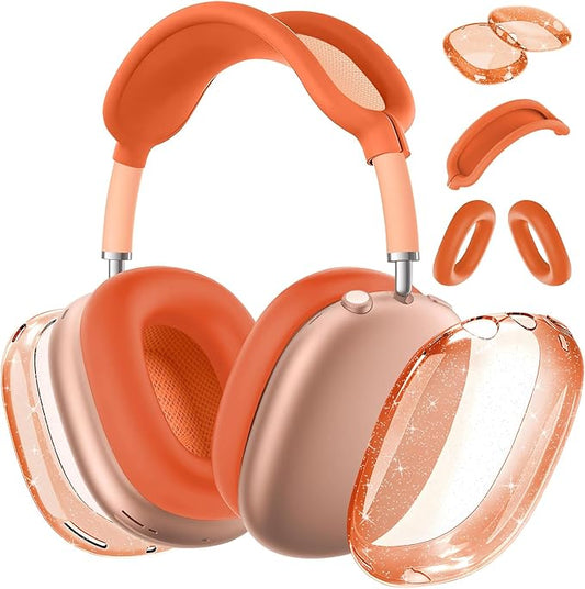Case Cover for AirPods Max Headphones,Anti-Scratch Ear Pad Case Cover/Ear Cups Cover/Headband Cover/Top Pad Protector,for AirPods Max. Clear Soft TPU and Silicone,Skin Scratch Proof.