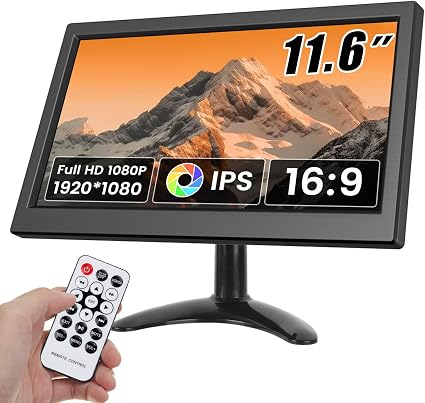 Hikity 11.6 Inch Small HDMI Monitor 1920x1080P Portable CCTV Monitor