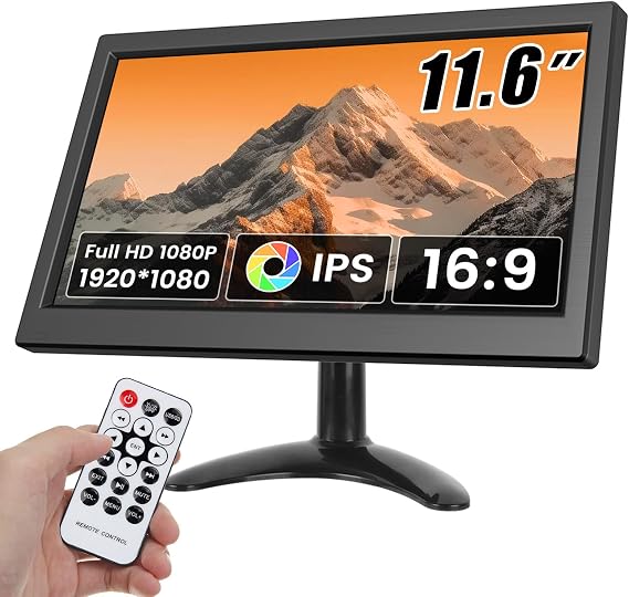 Hikity 11.6 Inch Small HDMI Monitor 1920x1080P Portable CCTV Monitor