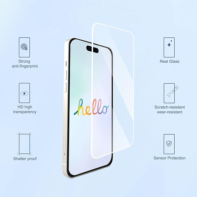 Ailun 3 Pack Screen Protector for iPhone 17 Pro [6.3 inch] + 3 Pack Camera Lens Protector with Installation Frame,Sensor Protection,Dynamic Island Compatible,Case Friendly Tempered Glass Film