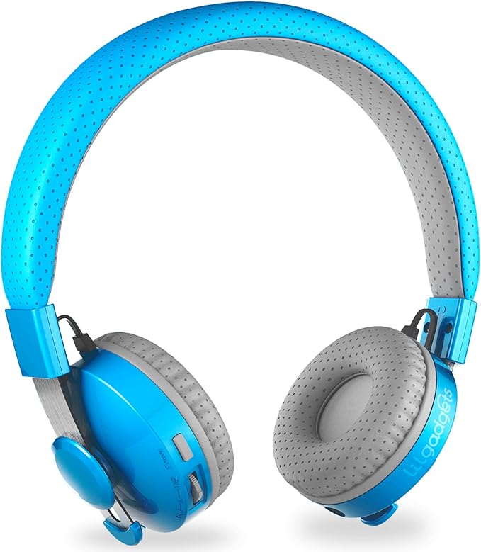LilGadgets Bluetooth Headphones - Ages 4+ - On-Ear, Blue - Volume-Limited Kids Headphones for School with SharePort Tech & Mic - SoftTouch Padding, 12 Hr Playtime