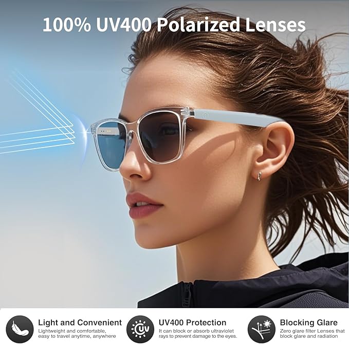 AI Smart Glasses for Men Women, Bluetooth Translation Glasses with speakers, Smart Audio Sunglasses with AI Translation (160+Languages), Photochromic Lenses, Music Glasses for Travel Business-Clear