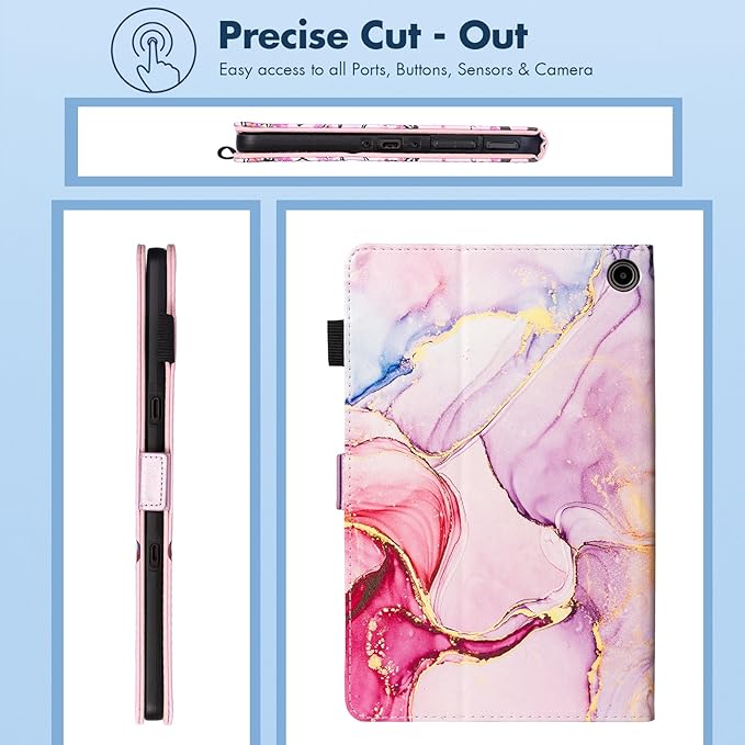 Dteck for Amazon Fire Max 11 Tablet Case - 11" (13th Gen) 2023, PU Leather Shell TPU Back Cover Folio Case with Auto Sleep Wake, Adjustable Viewing Angles, Cute Pink Marble