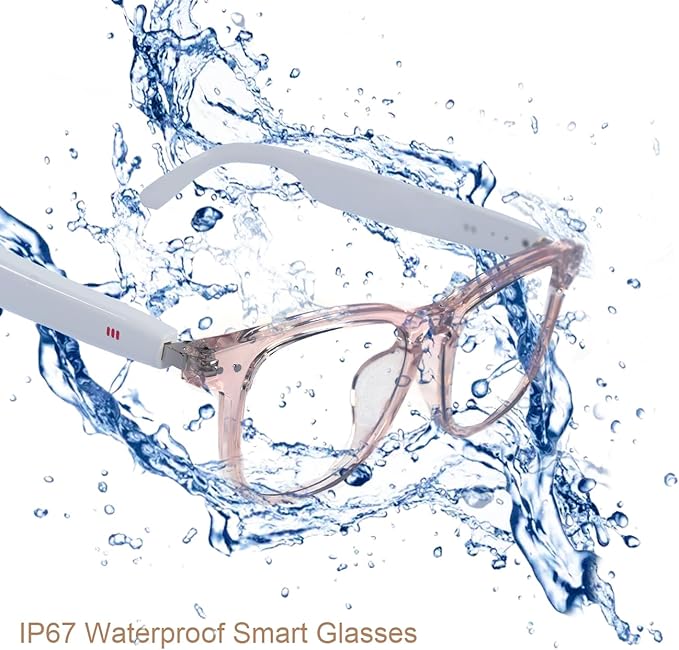 AI Smart Glasses, Anti Blue Light Bluetooth Translation Glasses with 164 Hands-Free Calls & Audio Multifunctional Smart Sunglasses for Men Women Travel Trade Business (KL01-White-Color-Change-Lens)