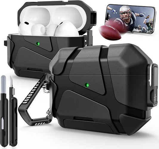 for AirPods Pro 3rd Case (2025 New),Secure Lock & Phone Stand Design Compatible with Airpods Pro 3 Generation Cover with Cleaner Kit-Balck