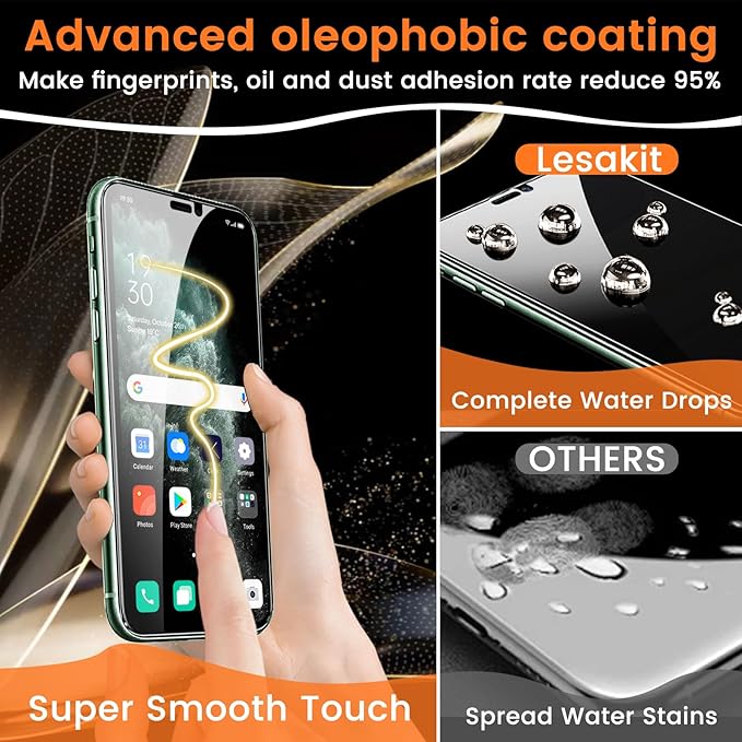 3+3 Pack Privacy Screen Protector for iPhone 11 Pro Max 6.5-Inch with 3 Pack Camera Lens Protector, Anti Spy Tempered Glass Film 9H Hardness Bubble Free Case Friendly