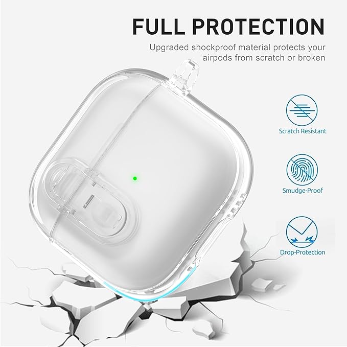Valkit Compatible AirPods 4th Generation Case Cover, Soft TPU Airpods 4 Cases with Cleaner Kit, Shockproof Protective Case with Keychain for Apple AirPods 4 Gen Cases for Women Men(Transparent)