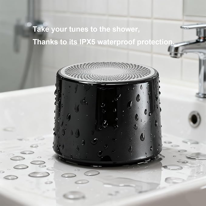 Mini Magnetic Bluetooth Speaker, 5W Internal-Magnet Speaker, Speakers with Hands-Free Call, IPX6 Waterproof, Portable Speakers for Shower, Room, Car, Trip, Ideal Gift for Men, Women (Champagne Gold)