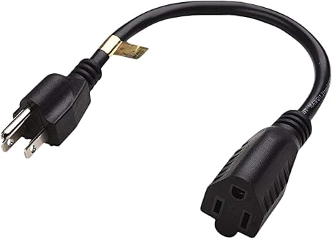 Short Extension Cord 1 Ft 12 Inches, 16AWG 3 Prong Male to Female Outlet Saver- Short Indoor and Outdoor Extension Cord- Power Extension Cord Black- Small Heavy Duty Extension Cable- Luxury Office
