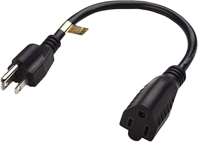 Short Extension Cord 1 Ft 12 Inches, 16AWG 3 Prong Male to Female Outlet Saver- Short Indoor and Outdoor Extension Cord- Power Extension Cord Black- Small Heavy Duty Extension Cable- Luxury Office