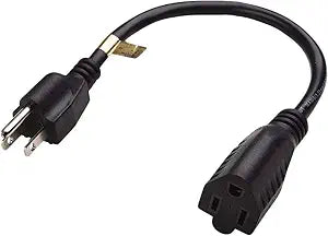 Short Extension Cord 1 Ft 12 Inches, 16AWG 3 Prong Male to Female Outlet Saver- Short Indoor and Outdoor Extension Cord- Power Extension Cord Black- Small Heavy Duty Extension Cable- Luxury Office