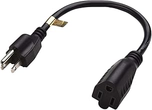 Short Extension Cord 1 Ft 12 Inches, 16AWG 3 Prong Male to Female Outlet Saver- Short Indoor and Outdoor Extension Cord- Power Extension Cord Black- Small Heavy Duty Extension Cable- Luxury Office