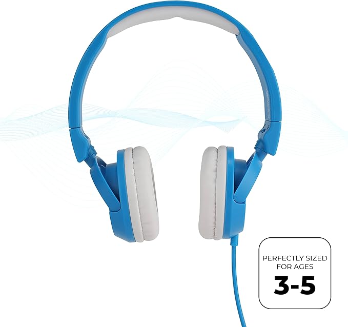 Altec Lansing Over The Ears Kids Headphones - Volume Limiting Technology for Developing Ears, Ages 3-5, Perfect for Learning from Home, Blue
