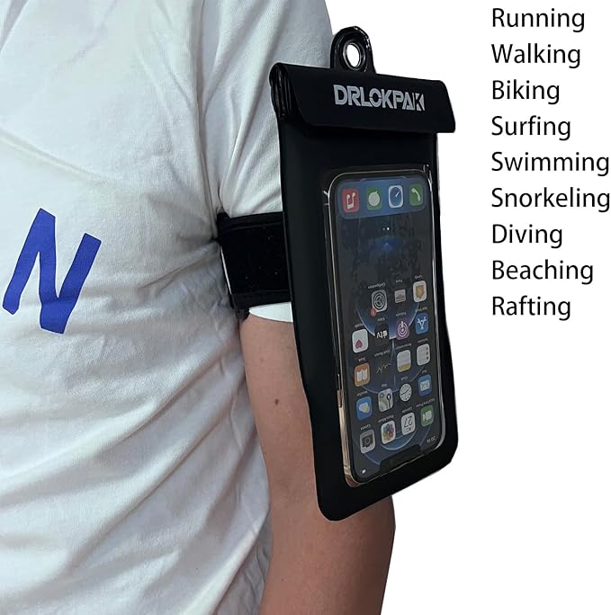 DRLOKPAK Waterproof Phone Case Armband Surfing Dry Bag Floating Waterproof Pouch Holder for iPhone 15 14 13 12 Pro Max XS Plus Se Galaxy S23 + Ultra W24 Google LG Phone up to 7inch (Orange)
