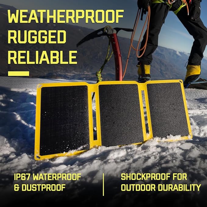SunJack 25 Watt Foldable IP67 Waterproof ETFE Monocrystalline Solar Panel + 2X 10000mAh Power Banks with USB-A and USB-C for Cell Phones, Tablets and Portable for Backpacking, Camping, Hiking