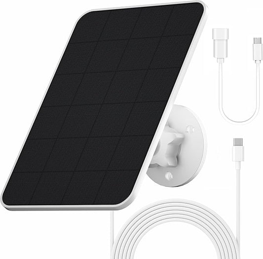 Solar Panel for eufy Camera,Security Camera,5V 4W Solar Panel for eufyCam 2/2 Pro,2C/2C Pro,E,soloCam E20/E40 Spotlight,IP65 Waterproof USB-C Solar Panel Charger for eufy with Micro USB & Rubber Plug
