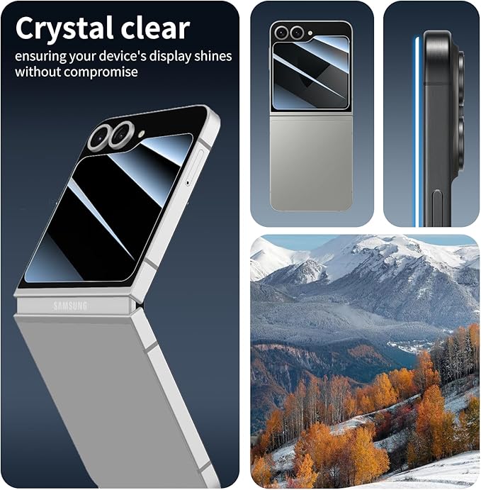 Privacy Screen Protector for Samsung Galaxy Z Flip7 FE / 6/5, Anti-Spy Tempered Glass, 9H Hardness Anti-Scratch Double Shatterproof, Impact Resistant Private Protection - 3 Pack