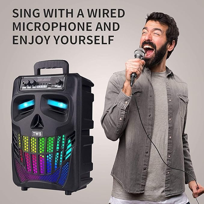 Portable Bluetooth Speaker with Subwoofer Wireless Speakers Big Support Remote Control FM Radio TF Card LED Lights MP3 Player Party for Home Camping iPhone Computer PC