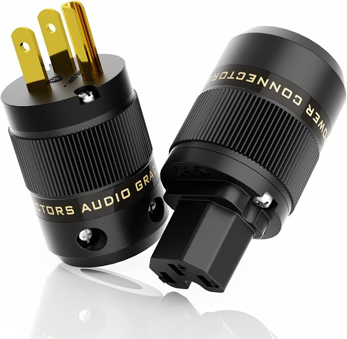 Preffair 1 Pair Brass Gold Plated Power Plug Hi-End US AC 3 Pin Male Power Plug IEC320 C15/13 Female Connector for Audio Grade Power Cables DIY HiFi 10A/250V~15A/125V (P078G/C078G) - Image 8