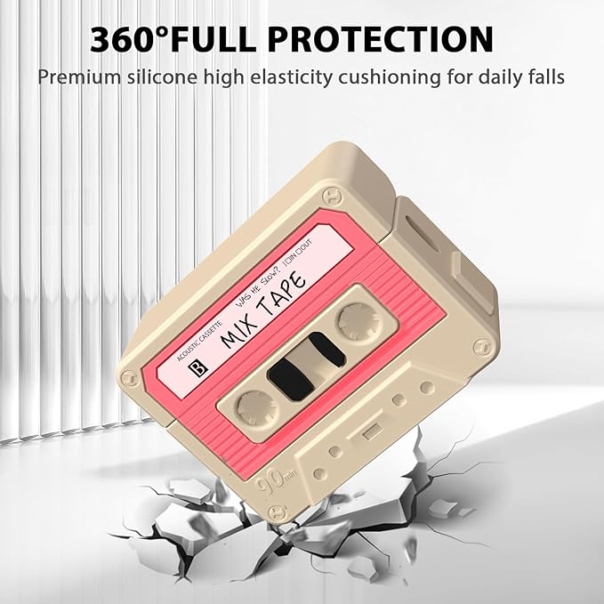 AirPods Pro 3 Case Cover, KOREDA Funny Cassette Tape Design Case for Airpods Pro 3rd Generation 2025, Cute Cartoon Fashion Silicone Protective Case for Women Men (Cinnamon Powder)