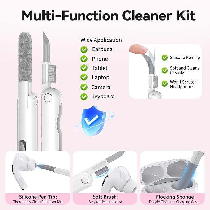 for AirPods Pro 2 Case, Soft Silicone Airpod Pro Case Cover QUTE with Keychain & Cleaning Kit Compatible with AirPods Pro 2nd/1st Generation for Women Girly, Anti-Scratch