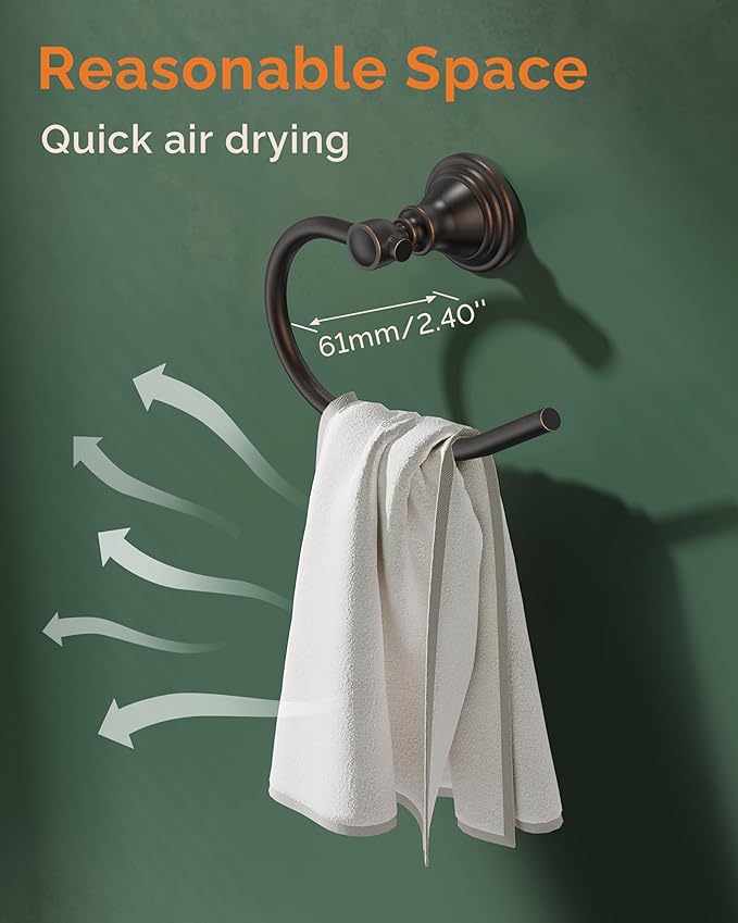 Towel Ring, Stainless Steel Hand Towel Holder for Bathroom Wall Mount, Heavy Duty Towel Hanger for Kitchen, Bath, RV (Oil Rubbed Bronze)
