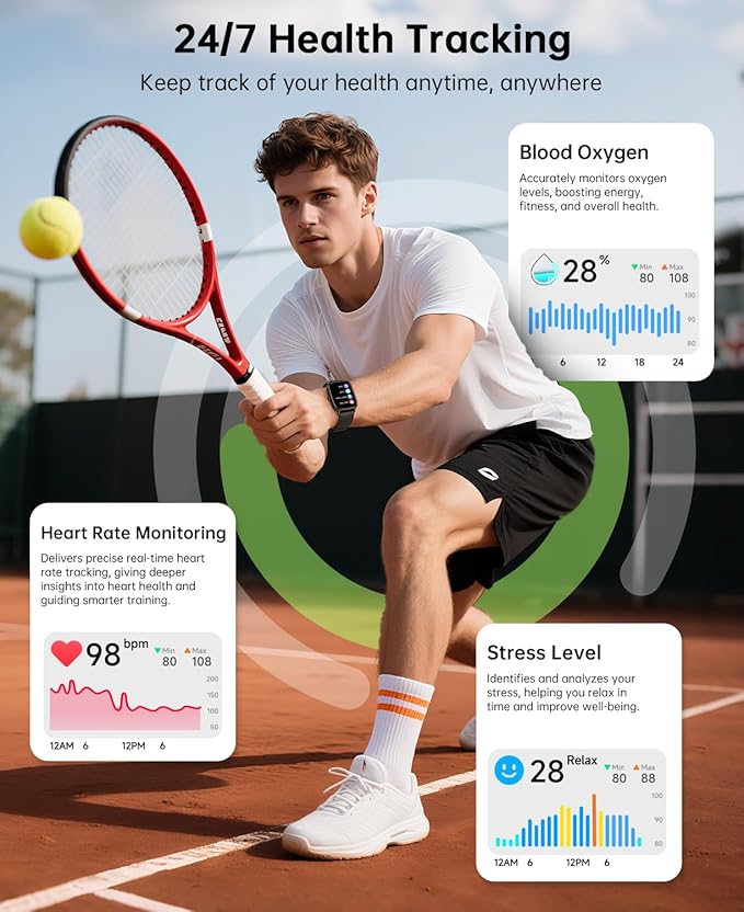 Gydom Smart Watch for Men/Women [1.85" AMOLED Screen Answer/Make Calls] Fitness Trackers with Heart Rate/Sleep/SpO2 Monitor Compatible Android & iPhone, 120+ Sports, IP68 Waterproof Reloj para Mujer