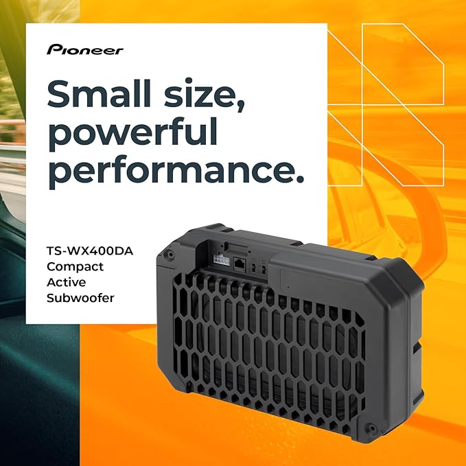 PIONEER TS-WX400DA 10” Slim Subwoofer – 250W Max, Built-in Amp for Easy Bass Upgrade, Enclosure Included, Amp Included, High-Level Input, Works with Most Factory or aftermarket radios