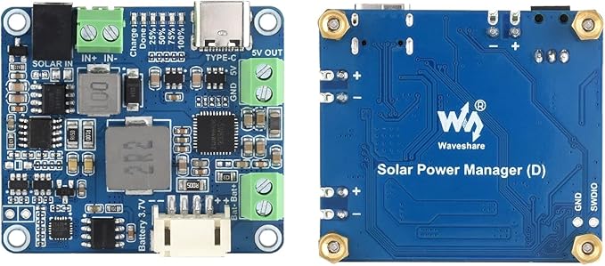 Solar Power Management Module (D) Accessory for 6V~24V Solar Panel And Type-C Power Adapter,Suitable For Solar-Powered Control System For MCUs / Development Boards Raspberry Pi / Jetson Nano / Arduino