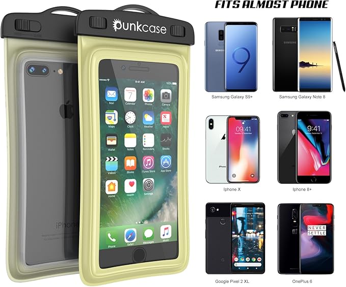Waterproof Phone Pouch, PunkBag Universal Floating Dry Case Bag for Most Cell Phones incl. iPhone 8 Plus & Samsung Galaxy S9 | Perfect for Keeping Your Cellphone & Valuables Dry and Safe