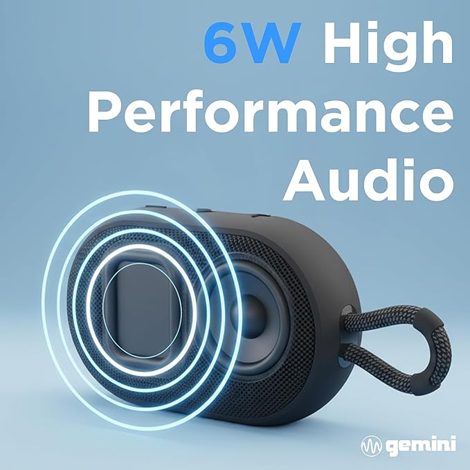 Gemini Waterproof Bluetooth Speaker with Carabiner Clip – IPX7 Compact Portable Speaker, 12Hr Battery, TWS Stereo Pairing, USB-C, Outdoor Shower Pool Beach Hiking (BEATORB)