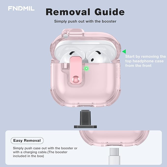 Clear Case for AirPods 4 Case Cover with [Lock Safety & Pop Up][Military Shockproof] Anti-Yellow Transparent Soft TPU Wireless Charging for AirPods 4th Generation Case with Keychain,Clear Pink