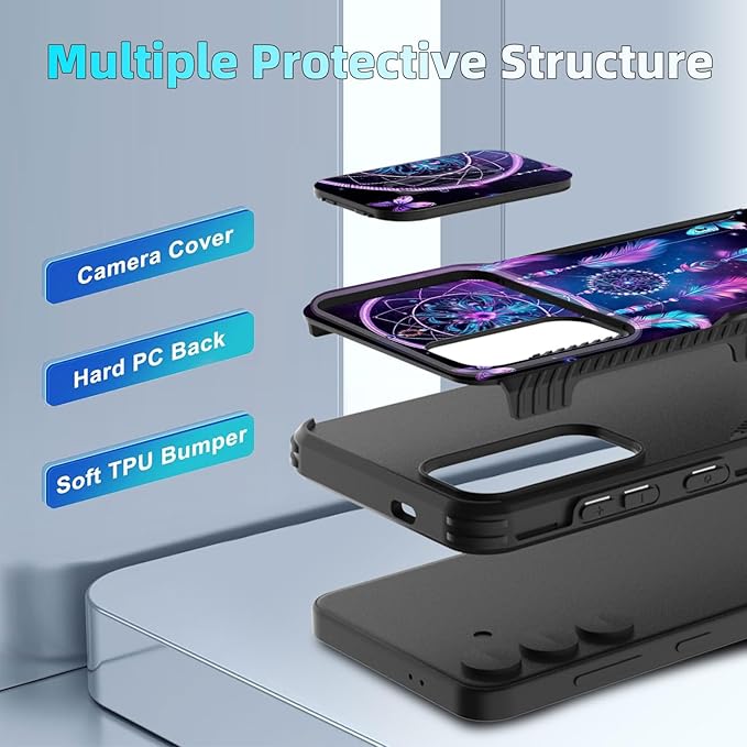 for Galaxy S26 Case Built in Slide Camera Lens Cover,Heavy Duty Shockproof Protection Dual Layer Case for Samsung Galaxy S26 6.3" 2026,Butterfly Dream Catcher