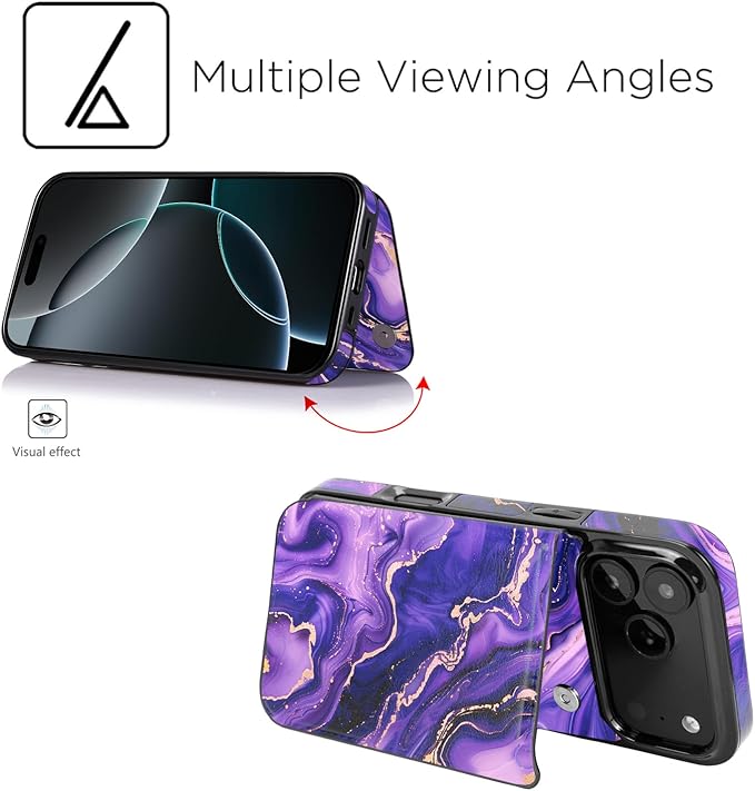 uCOLOR for iPhone 17 Pro Wallet Case with Card Holder PU Leather RFID Blocking Design iPhone 17 Pro flip case for Women Men Magnetic Clasp Kickstand Design 6.3 inch (Amethyst Dreams)