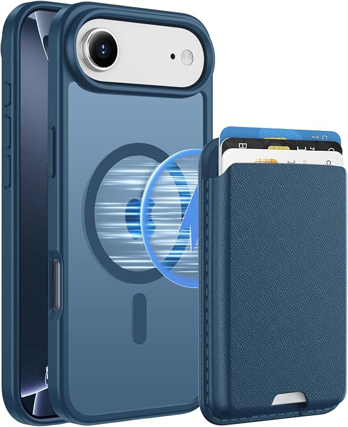 Magnetic for iPhone Air Case & iPhone 17 Air Case with Detachable Wallet, Compatible with MagSafe, Military Protective Slim Phone Cover with Card Holder, Deep Blue