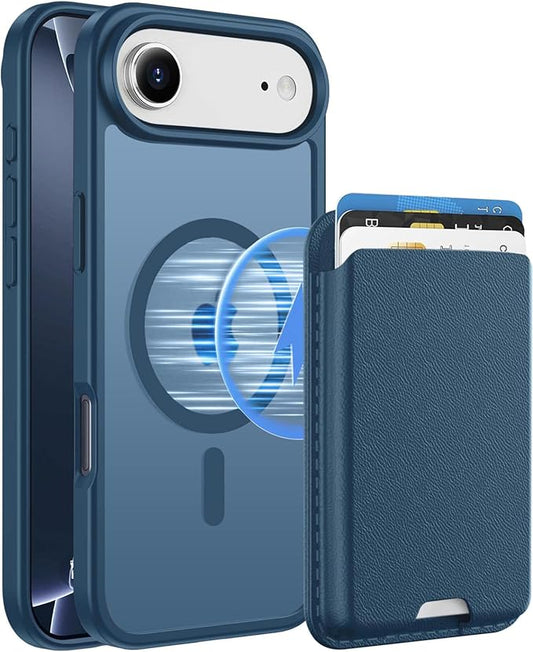 Magnetic for iPhone Air Case & iPhone 17 Air Case with Detachable Wallet, Compatible with MagSafe, Military Protective Slim Phone Cover with Card Holder, Deep Blue