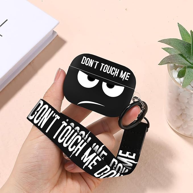 Compatible with Airpods Pro 3 Case(2025),Don't Touch Me for Airpods Pro 3rd Generation Cases Cover with Lanyard Soft Silicone Cute Shockproof Cover for Women Men,Black