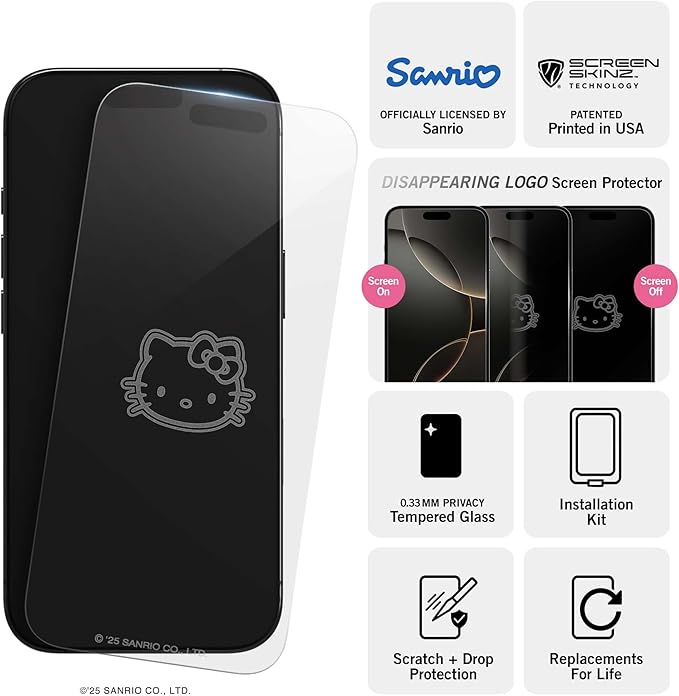 Hello Kitty Looking Clear Screen Protector -for iPhone 14 Plus,13 Pro Max - with Disappearing Logo - Scratch-Resistant and Easy-to-Install Screen Protectors (Includes Installation Tray)